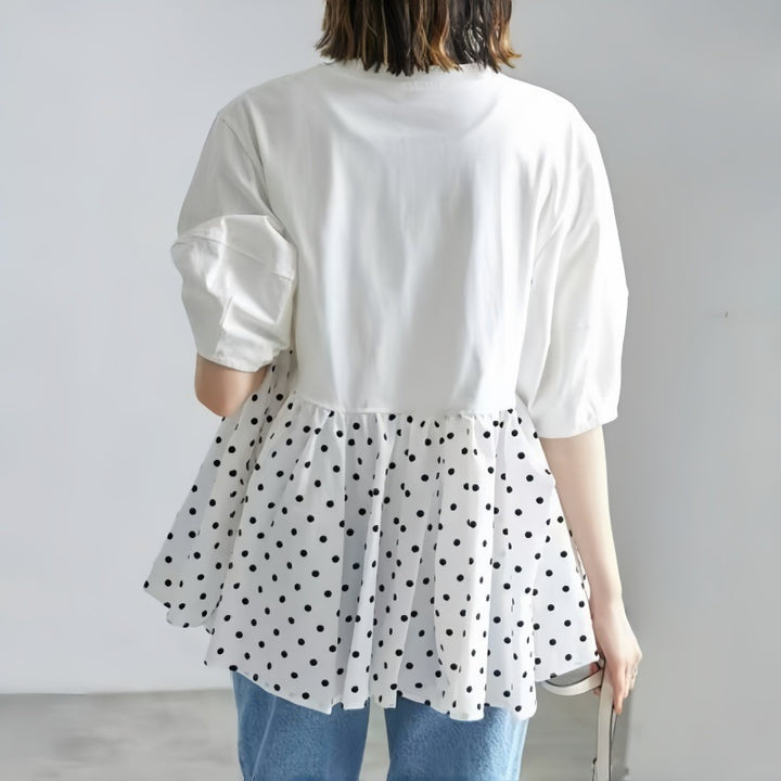 Dame Polka Dot Peplum Overdel Stilla