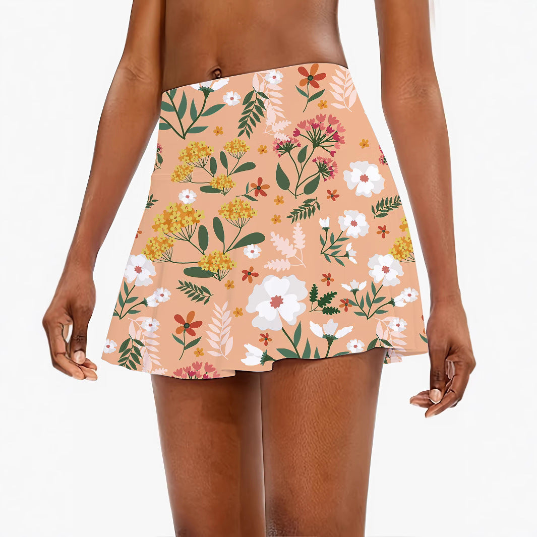 Femme Floral Høj Talje Nederdel Stilla