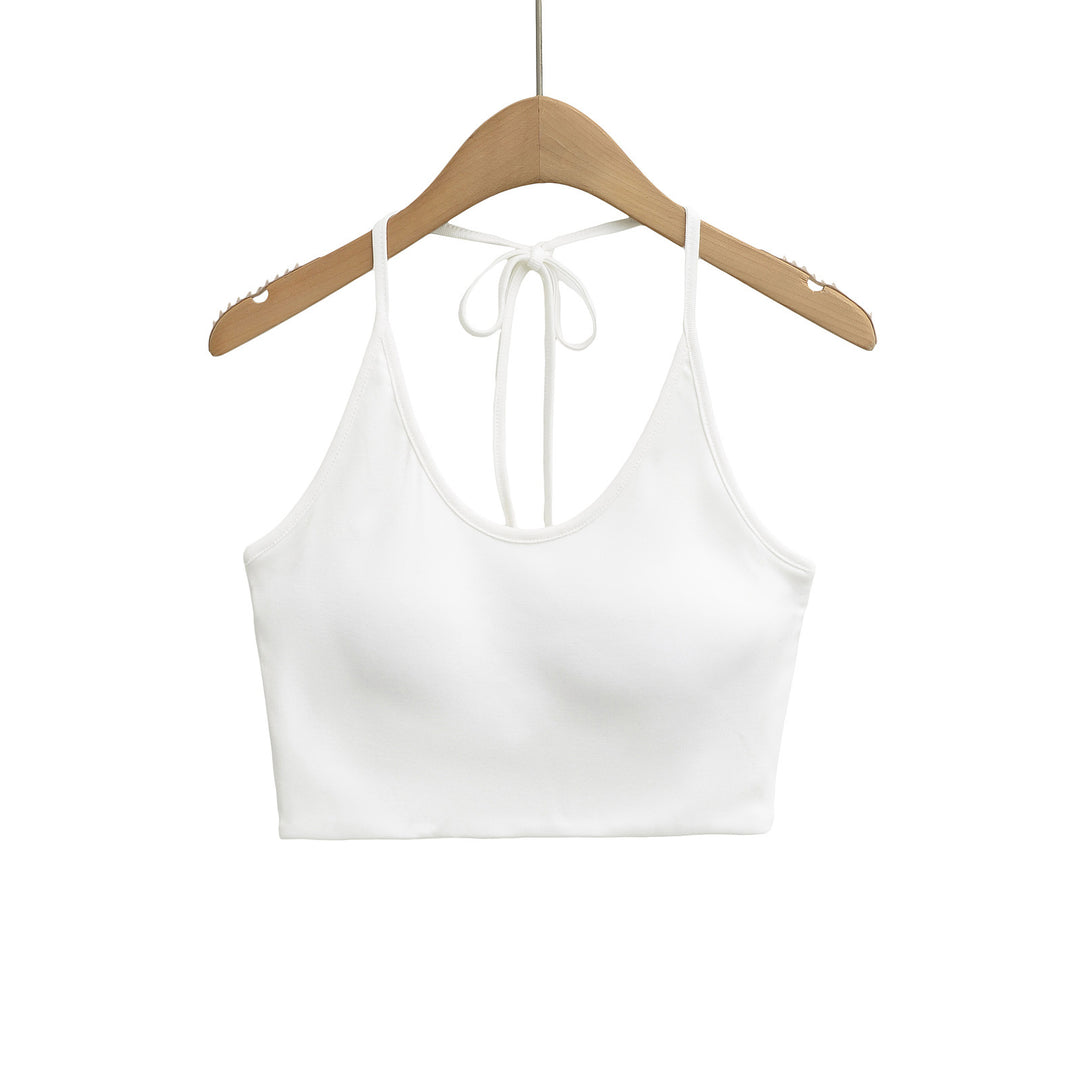Dame Sports Cropped Top med justerbar ryg-wrapping design og elastisk kant Stilla