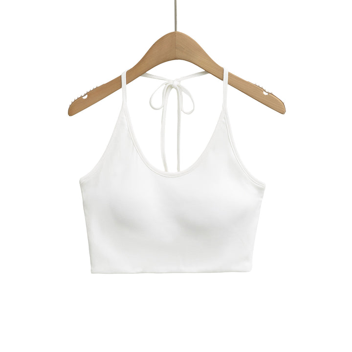 Dame Sports Cropped Top med justerbar ryg-wrapping design og elastisk kant Stilla