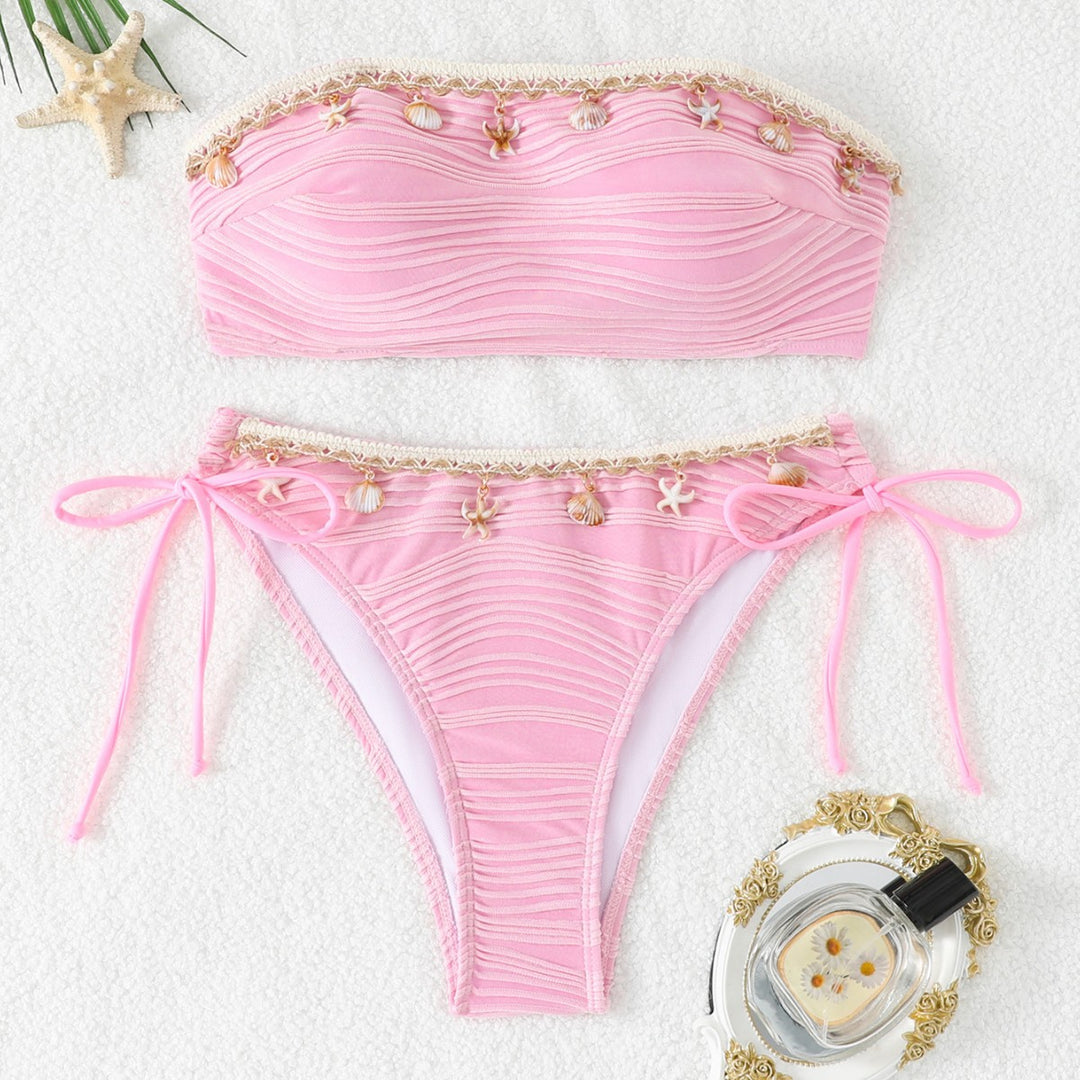 Dame Bandeau Bikini med musling dekoration Skovae