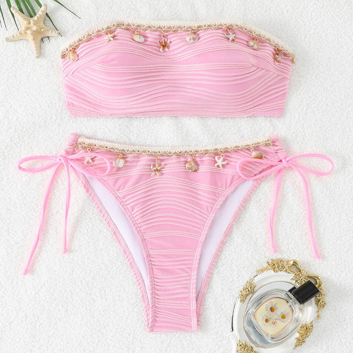 Dame Bandeau Bikini med musling dekoration Skovae