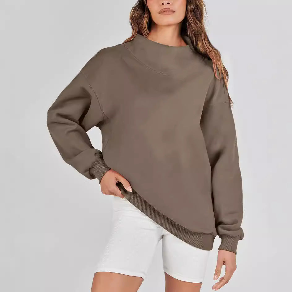 Damer afslappet oversized sweater lavet af blød bomuldsblanding med ribstrik-design Stilla