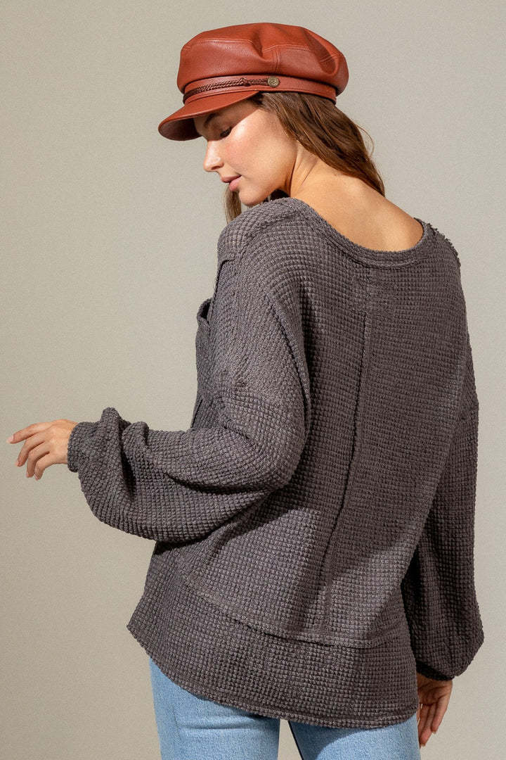Stilla | Mode V-hals Langærmet Løs Strikket Sweatshirt