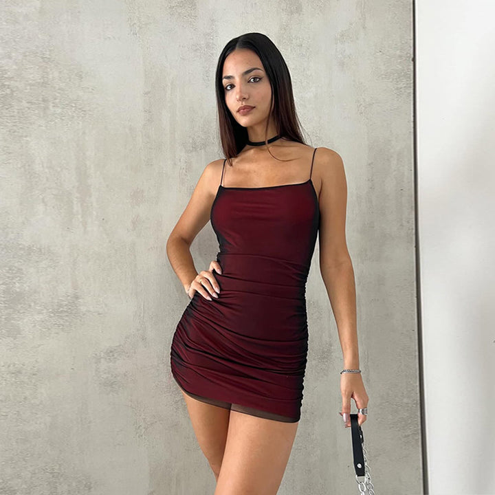 Dame Sleek Rynket Bodycon Kjole Stilla