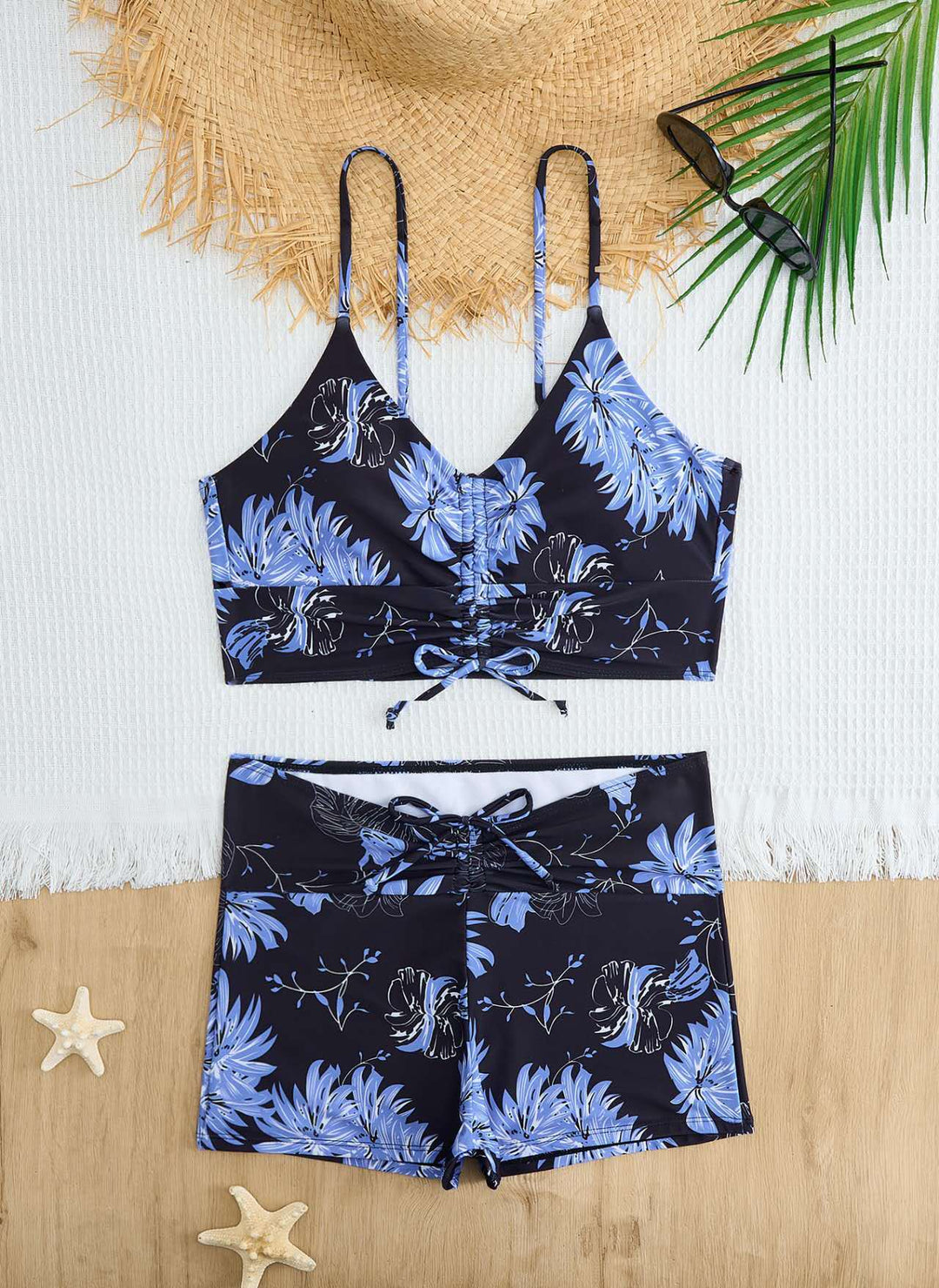 Dame bikini med blomstret flæse design og justerbare stropper Skovae