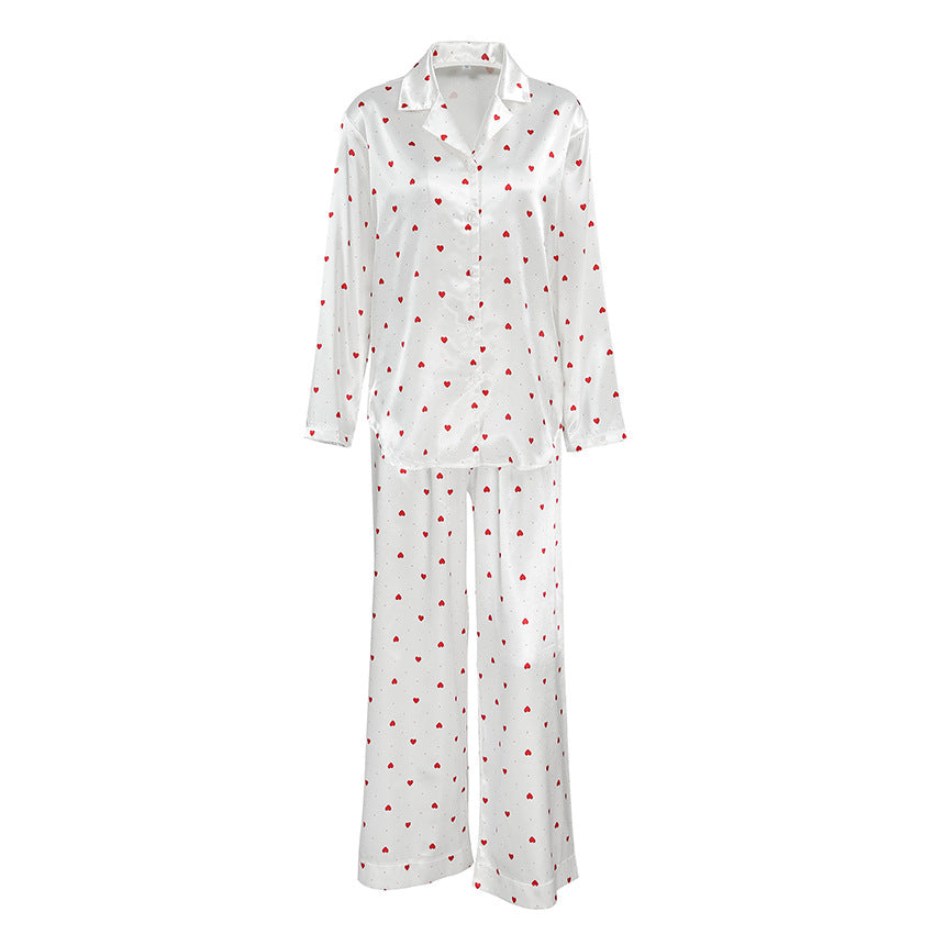 Dame pyjamasæt med hjerte mønster og lange ærmer Stilla