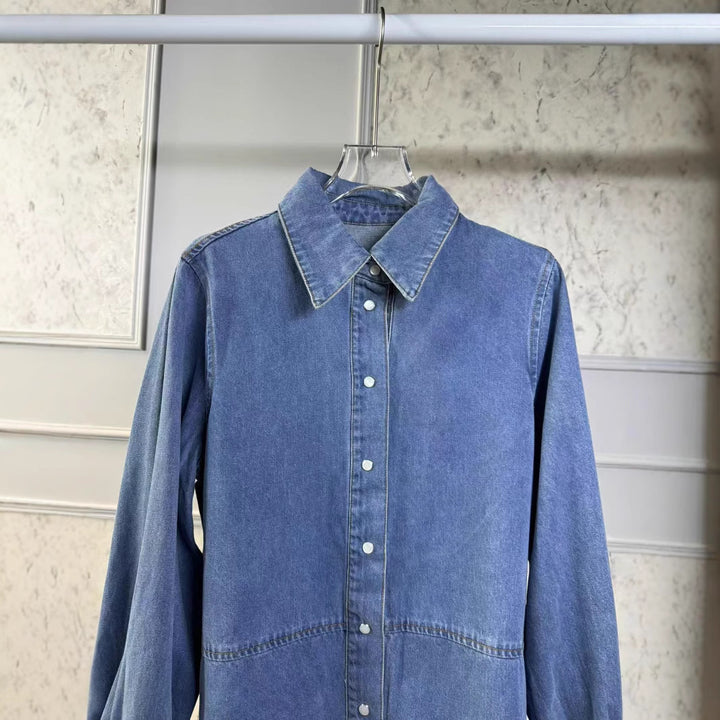 Dame Jeansjakke i afslappet oversized-snit med statement-print Stilla
