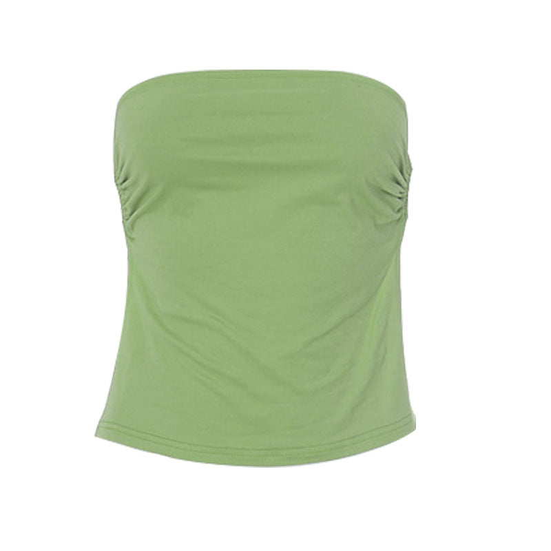 Dame bandeau-top med raffinerede flæse-detaljer og elastisk bånd Skovae