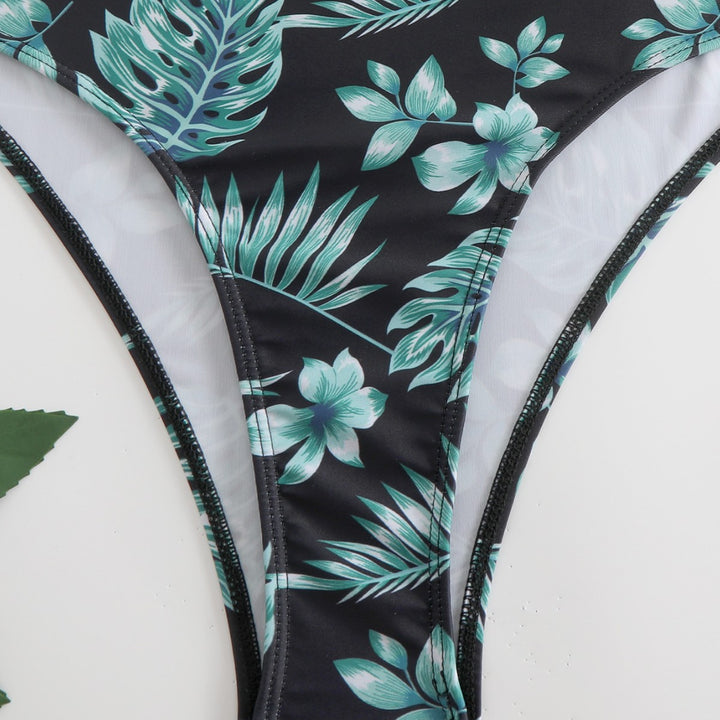 Dame Langermet Crop Top og Højtaljet Bikini-Sæt Stilla
