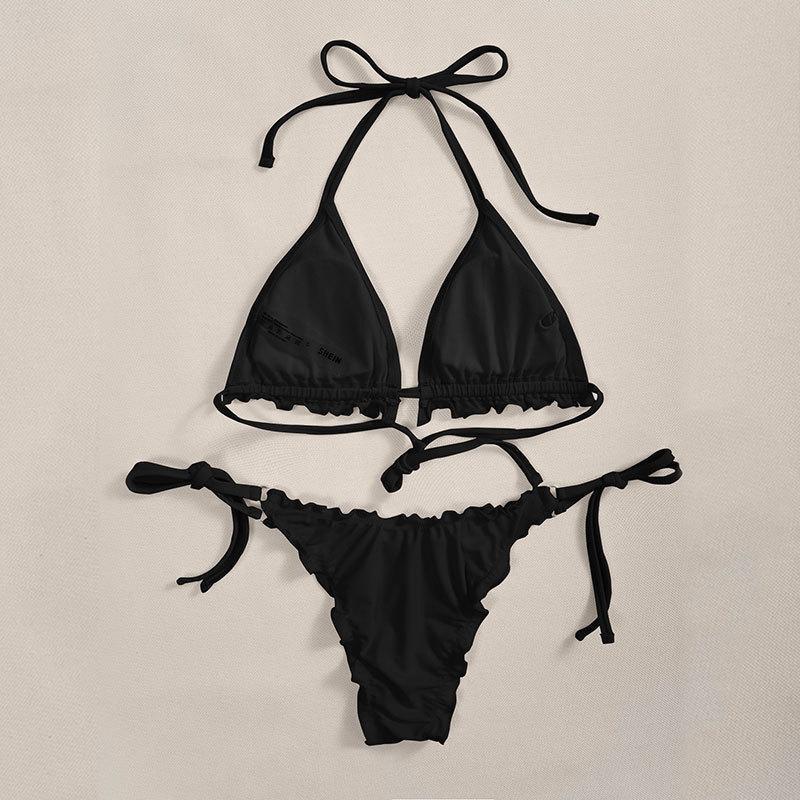 Dame trekant bikini med ruffles og justerbare stropper Skovae