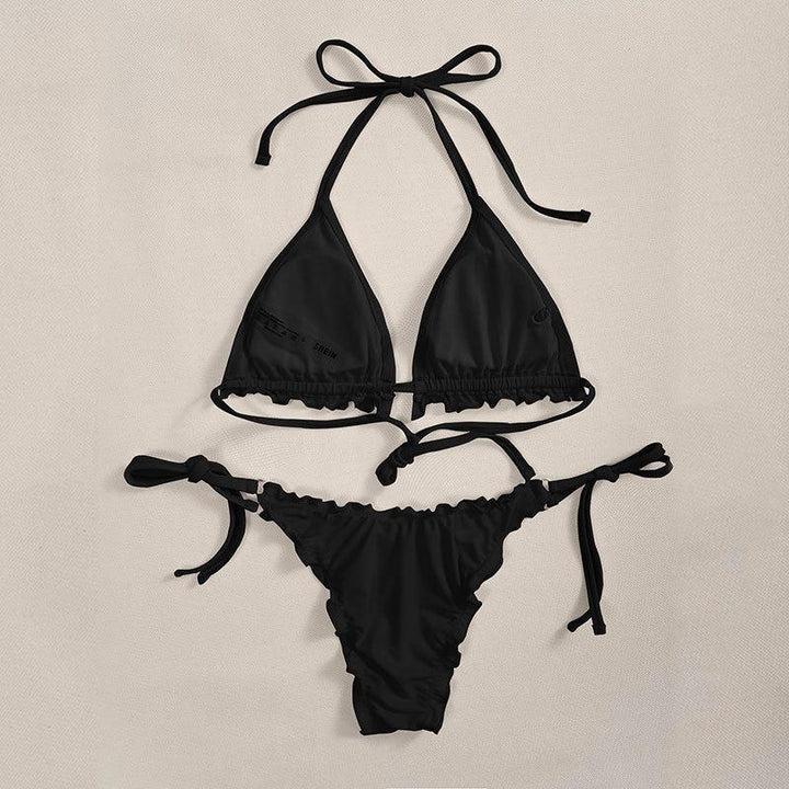 Dame trekant bikini med ruffles og justerbare stropper Skovae