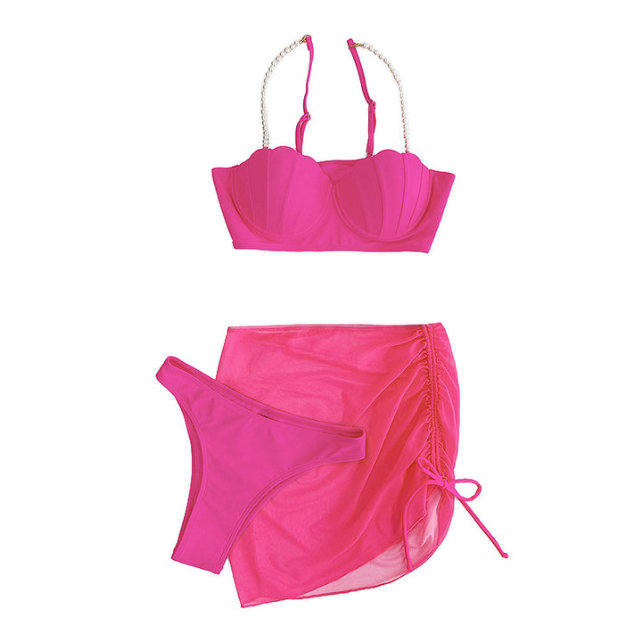 Dame bikini sæt med rynker og perlestraps Stilla
