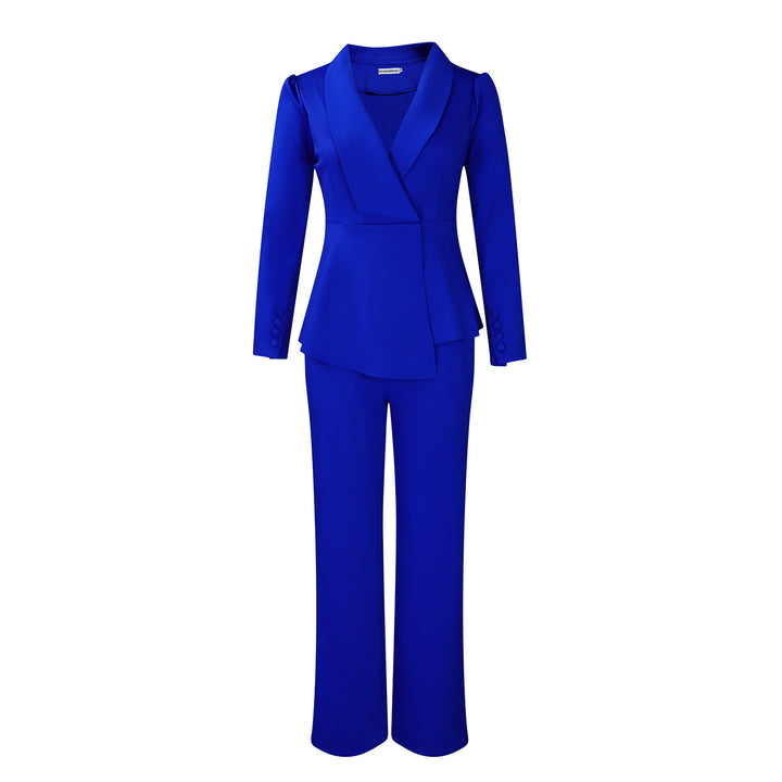 Dame elegant to-delt blazer sæt med vide ben Stilla