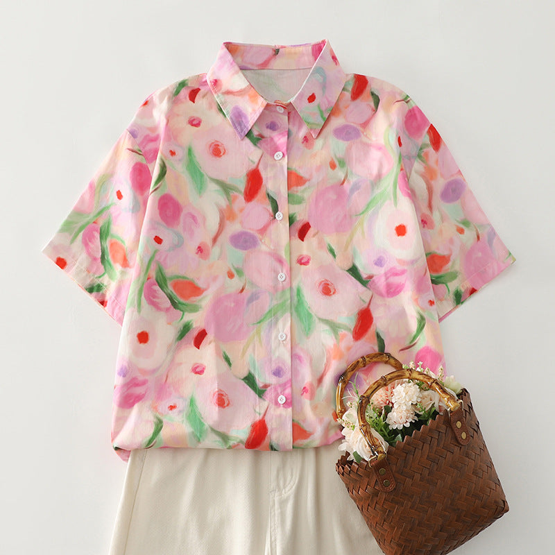 Damebluse med blomsterprint Stilla
