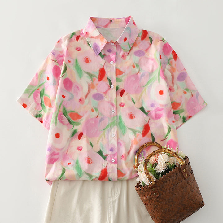 Damebluse med blomsterprint Stilla
