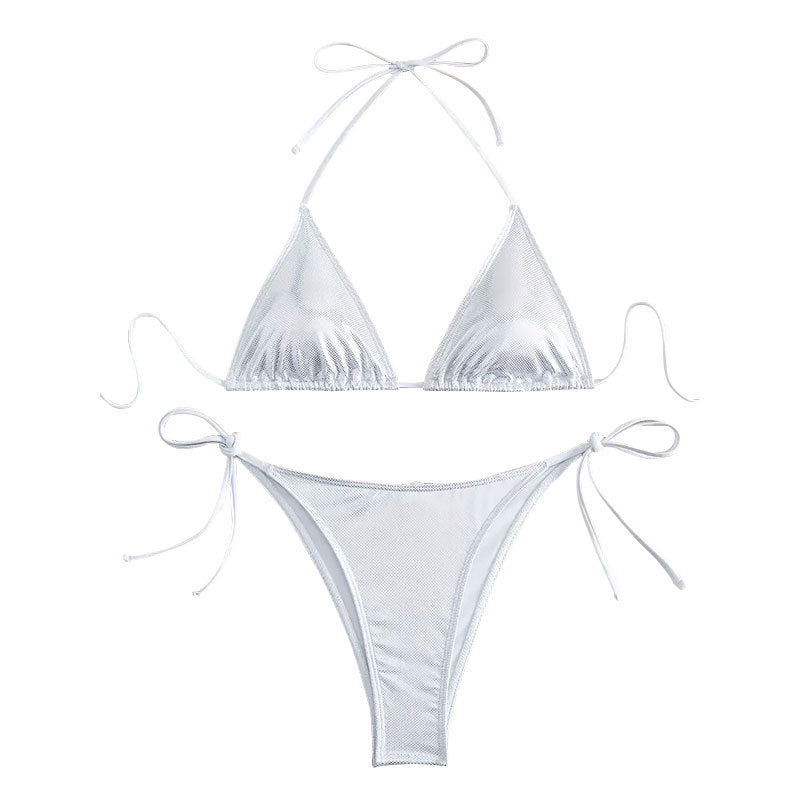 Dame triangel-bikini med glitrende netdesign Skovae
