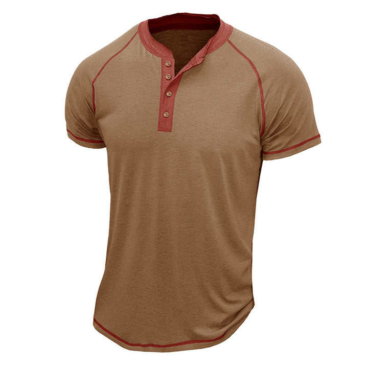 Herrer Kortærmet Henley-T-shirt med kontrastdetaljer og slidstærkt stof Stilla
