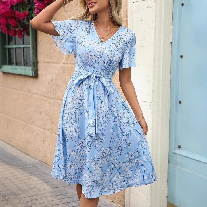 Dame Floral Talje kjole Midi Stilla