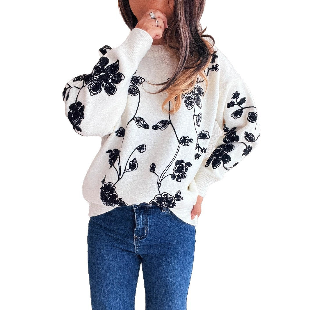 Damer Oversized Sweater med Blomsterdesign Stilla