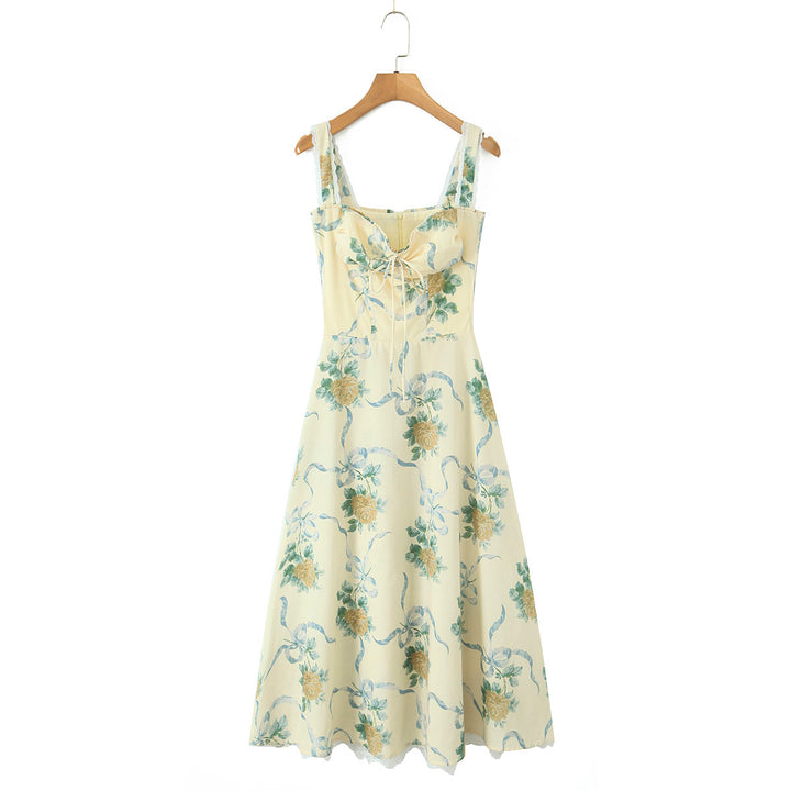 Dame Elegant Maxikjole med blomstret design og raffinerede flæsedetaljer Stilla