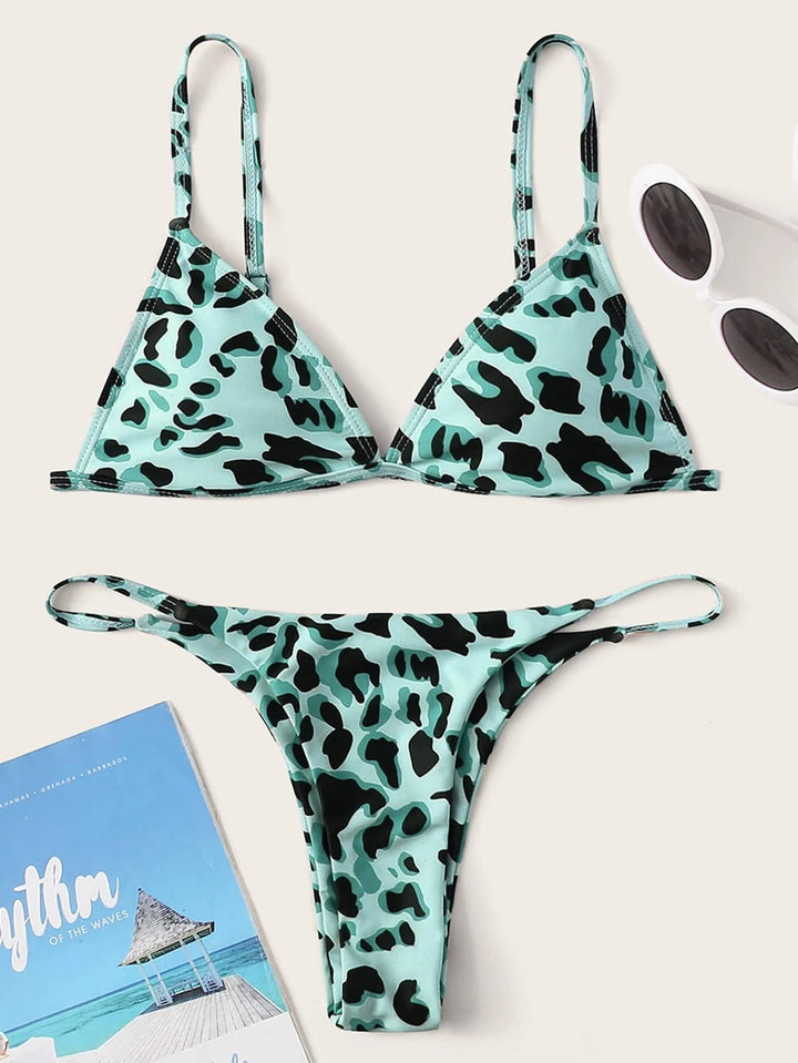 Dame triangel-bikini med spændende leopard-design Skovae