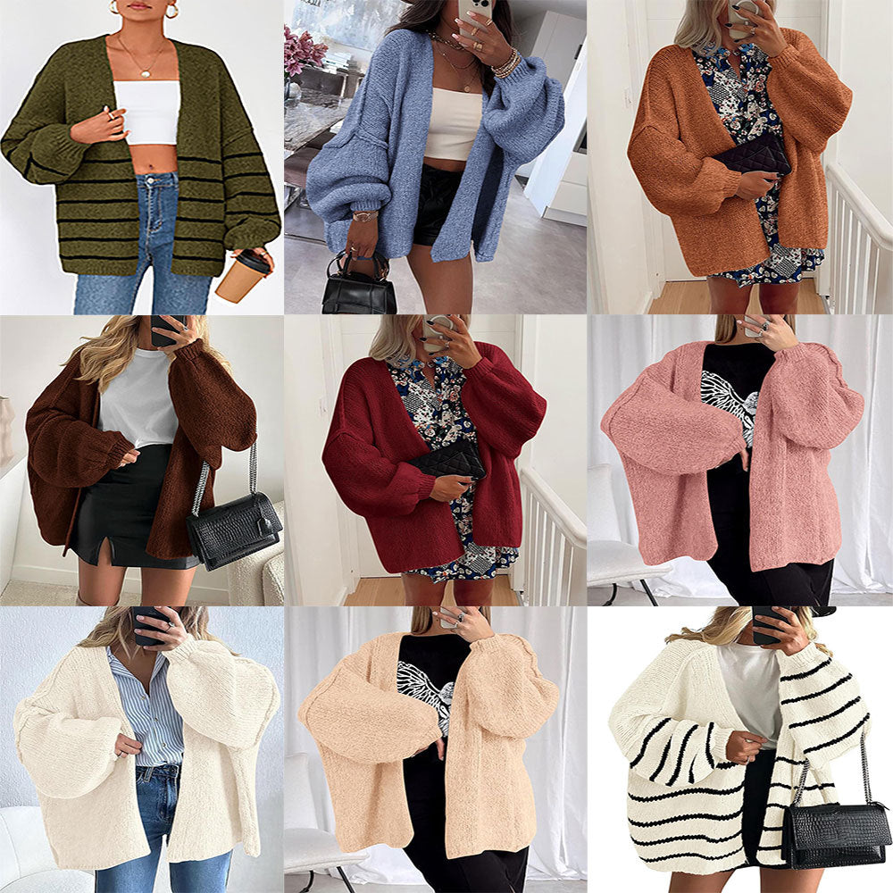 Dame cardigan med oversized snit og voluminøse ærmer Stilla