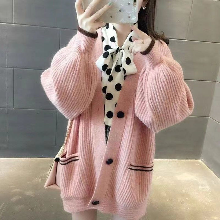 Kvinders fashionable cardigan med høje lommer og dekorative knapper Stilla