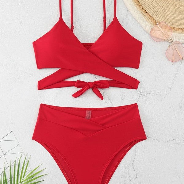 Dame bikini sæt med elegant indpakningsdesign og høj talje Stilla