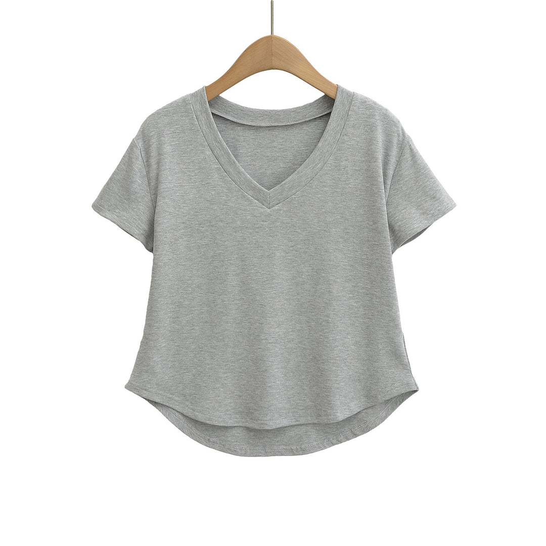 Dame V-hals Basic T-shirt med løs pasform Stilla