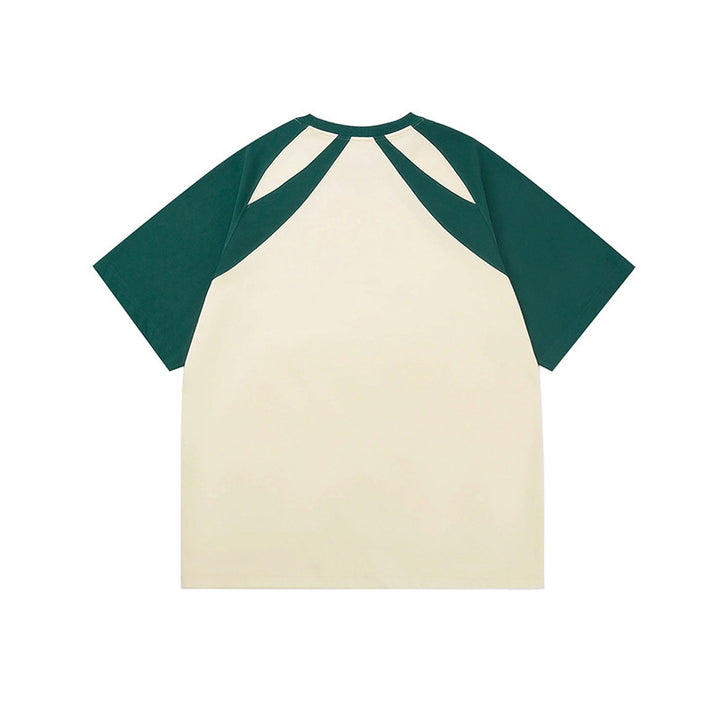 Dame farveblokeret afslappet T-shirt med unikt cut-out-design Stilla