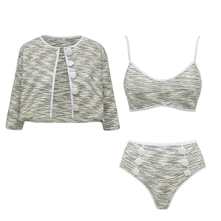 Dame Bikini-sæt med højtaljet trusse og moderne top Skovae