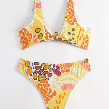 Dame Crop-Bikini med blomster-knot-design Skovae