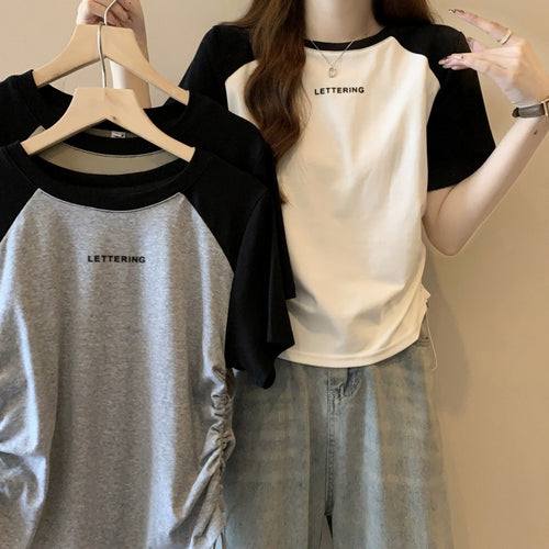Dame Casual Raglanærme T-shirt med tekstdetalje Stilla