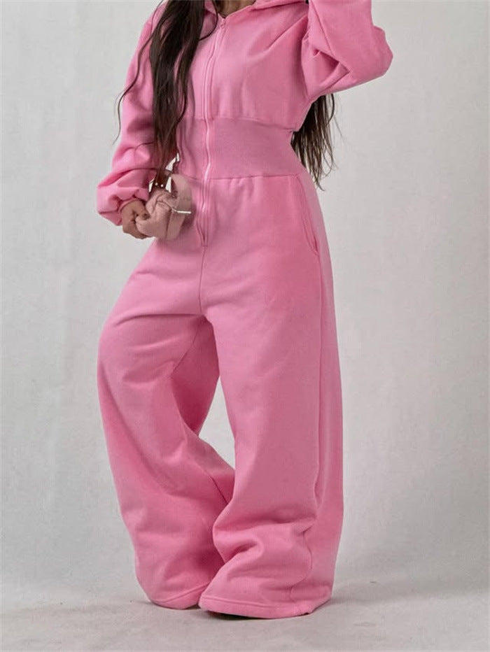 Kvinders jumpsuit med hætte og bred ben Skovae