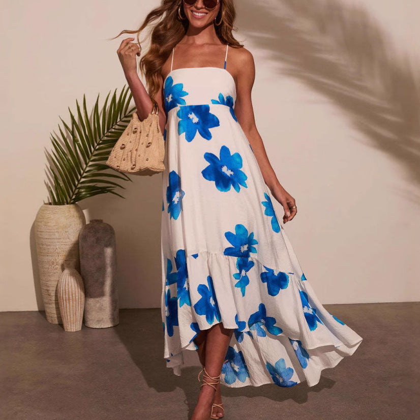 Dame Maxikjole med elegant blomsterdesign og flydende nederdel Stilla