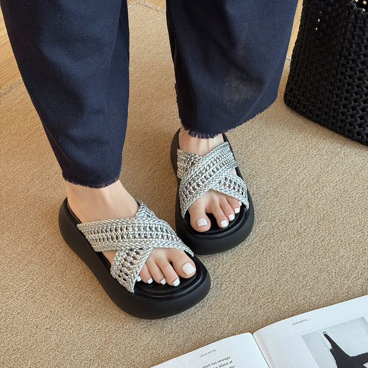Femme Cross-Rem Plattform Slide Sandaler Stilla