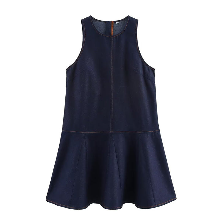 Dame Casual Denim A-linie kjole med udvidet kant Stilla