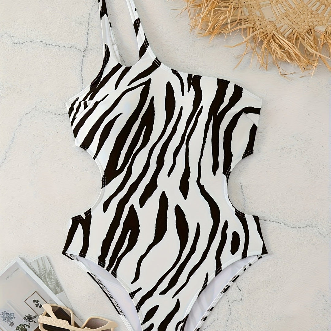 Dame En-sidet Cut-Out Badedragt med moderigtig Dyreprint Stilla