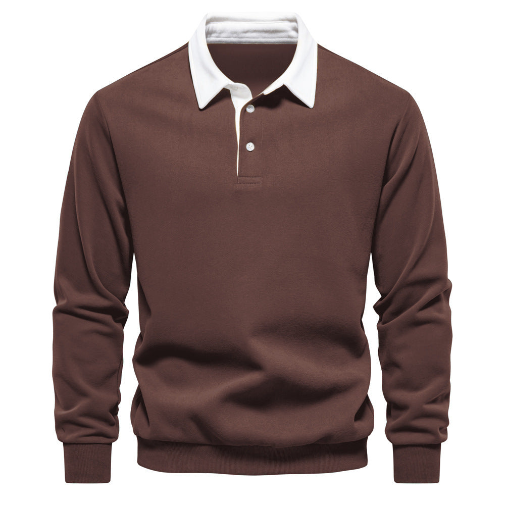 Herrer nan elegante Langærmet Poloshirt med kontrastkrave Skovae