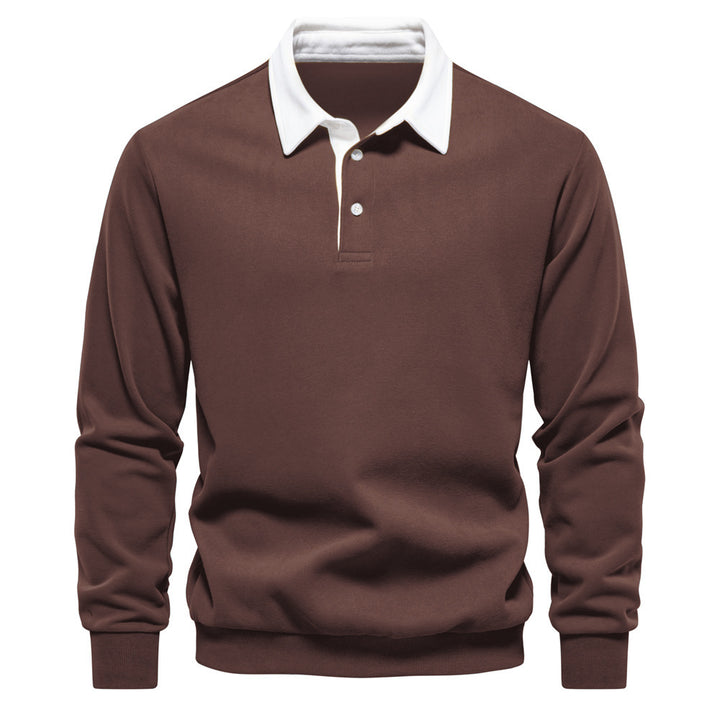 Herrer nan elegante Langærmet Poloshirt med kontrastkrave Skovae