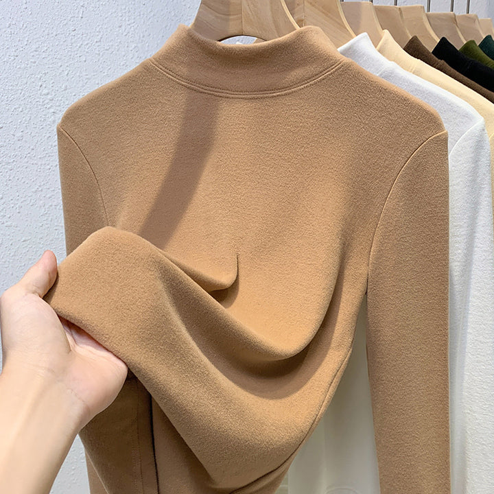 Dame Turtleneck-overdel i blødt strækmateriale med figursyet snit Stilla