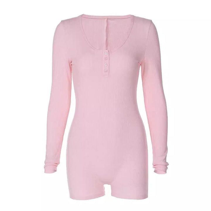 Dame figursyet langærmet bodysuit med knapdetalje Stilla
