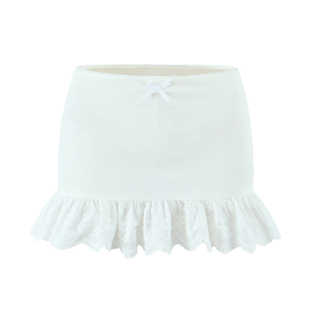 Dame rynkeshorts med fint blonder og elastisk talje Stilla
