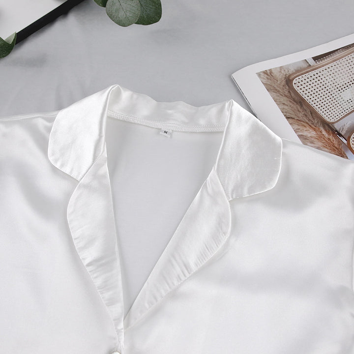 Dame elegant satin pyjamas med stilfulde plys-forbedringer Stilla
