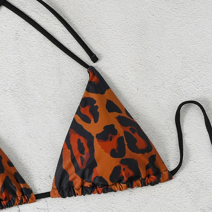 Dame triangel-bikini med højskåret underdel og dyreprint Skovae