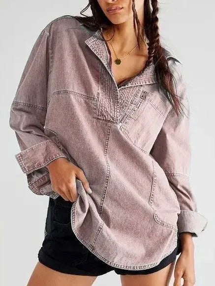 Dame afslappet overshirt lavet af højkvalitets denim med struktureret design Stilla
