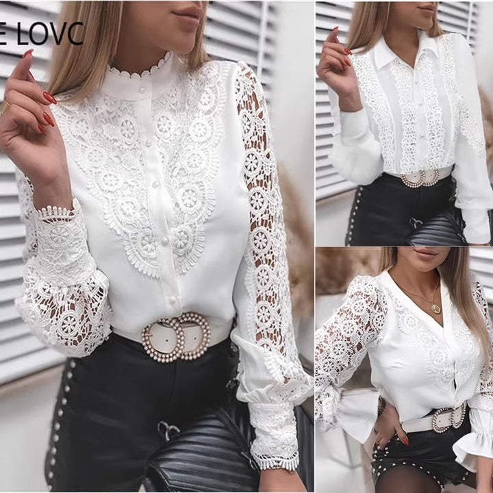 Damer elegant bluse med flæse detaljer Stilla