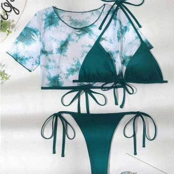 Dame Bikini-sæt med moderigtigt crop-top og højt skåret trusse Skovae