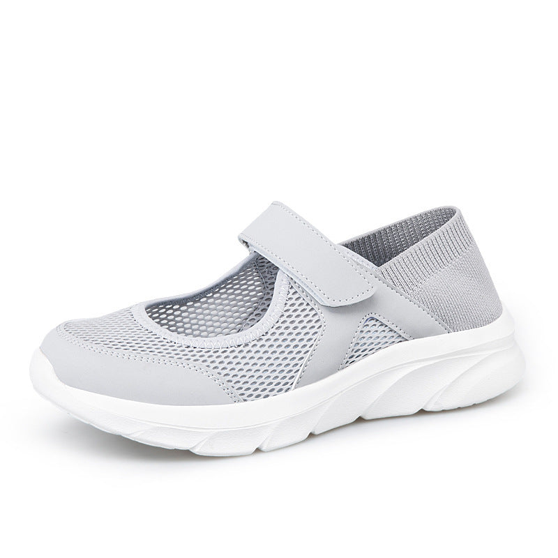 Dame nan Komfort-Remmepumpsneaker med velcro lukning, sømløs strikk skaft og dæmpende let sål Skovae